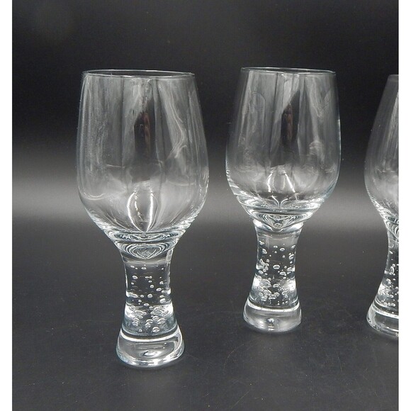 Pier 1 One Bubble Stem Wine Glasses Clear Glassware Set of 4 Hand Blown - Picture 4 of 11